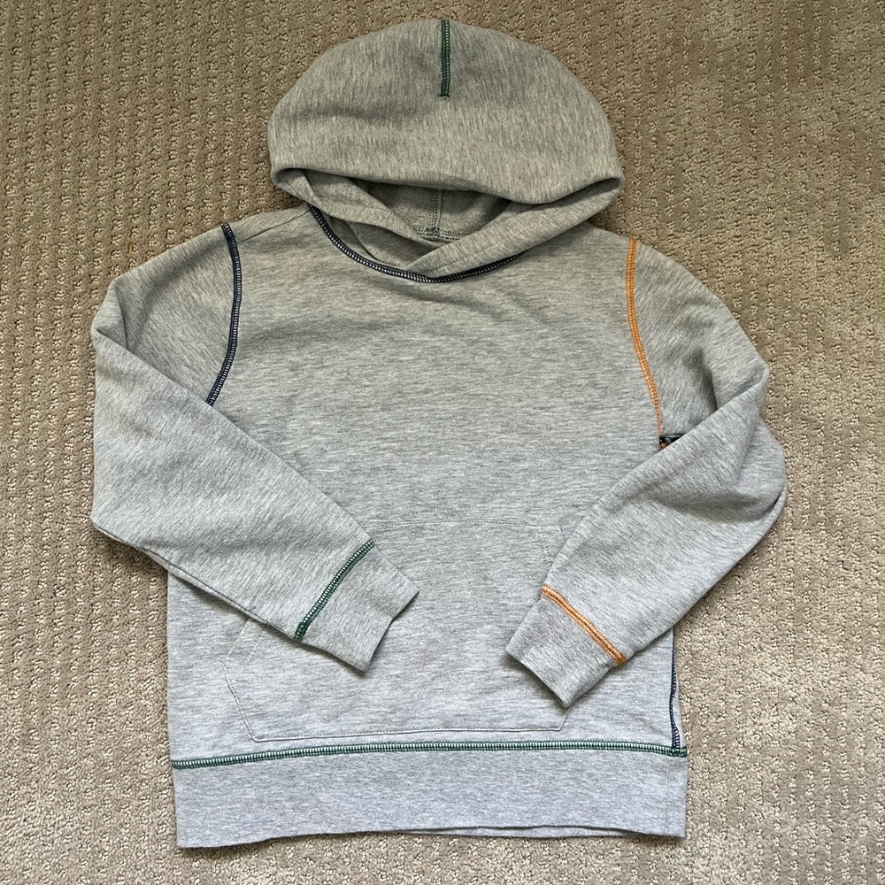 Gray Hooded Sweatshirt with Color Accents